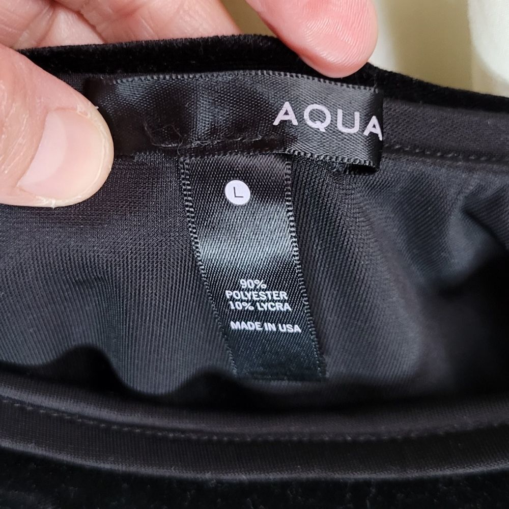 AQUA off the shoulder black velvet top. - Picture 10 of 10